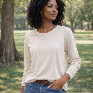 J. Crew Crewneck Top Women’s S Ribbed Beige Basics Everyday Classic